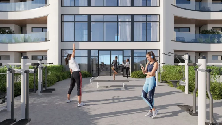 Outdoor fitness area at Dolce Beach Residence Sint Maarten